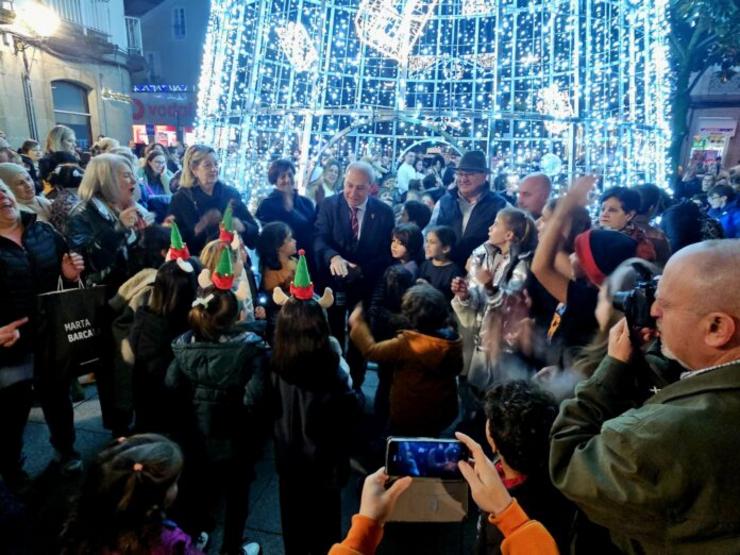 Momento do prendido de luces de Nadal en Monforte. Foto: Prensa Concello de Monforte.