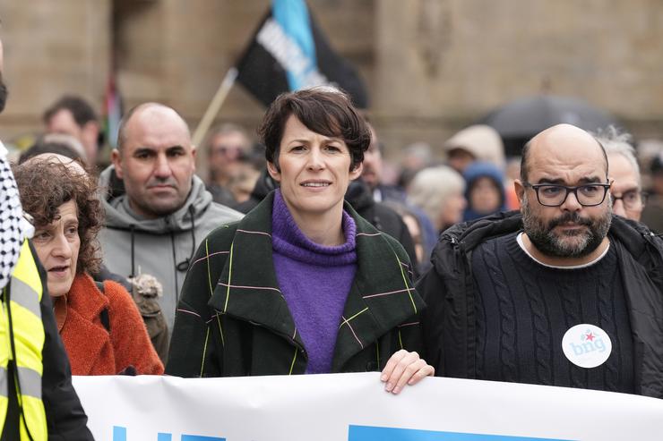 A portavoz nacional do BNG, Ana Pontón, durante a manifestación deste domingo 