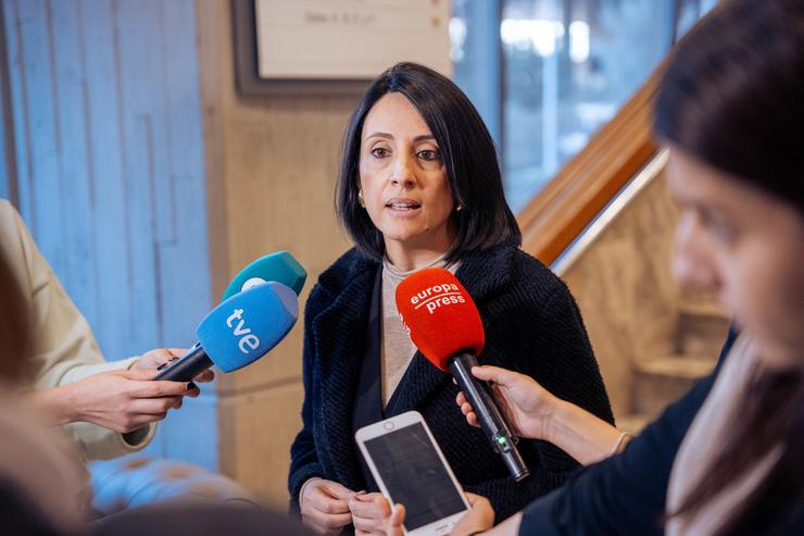 A Secretaria de Estado de Industria, Rebeca Torró, dando declaracións tras a reunión da mesa de seguimento de Alcoa, no Ministerio de Industria, a 26 de xaneiro de 2024, en Madrid (España).. Gabriel Luengas - Europa Press / Europa Press