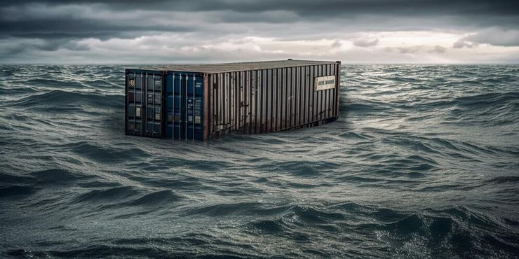 Colector con mercadorías dun barco perdido no mar / Freepik