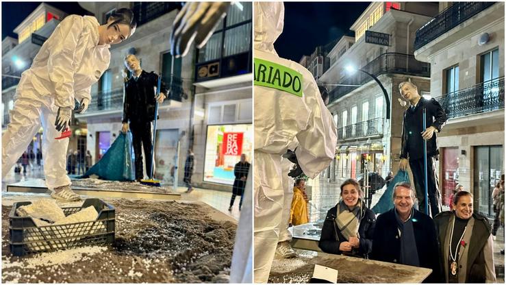 Abel Caballero co Meco do Entroido de Vigo que representa a Rueda e voluntarios na crise dos pélets / Redes Sociais Abel Caballero