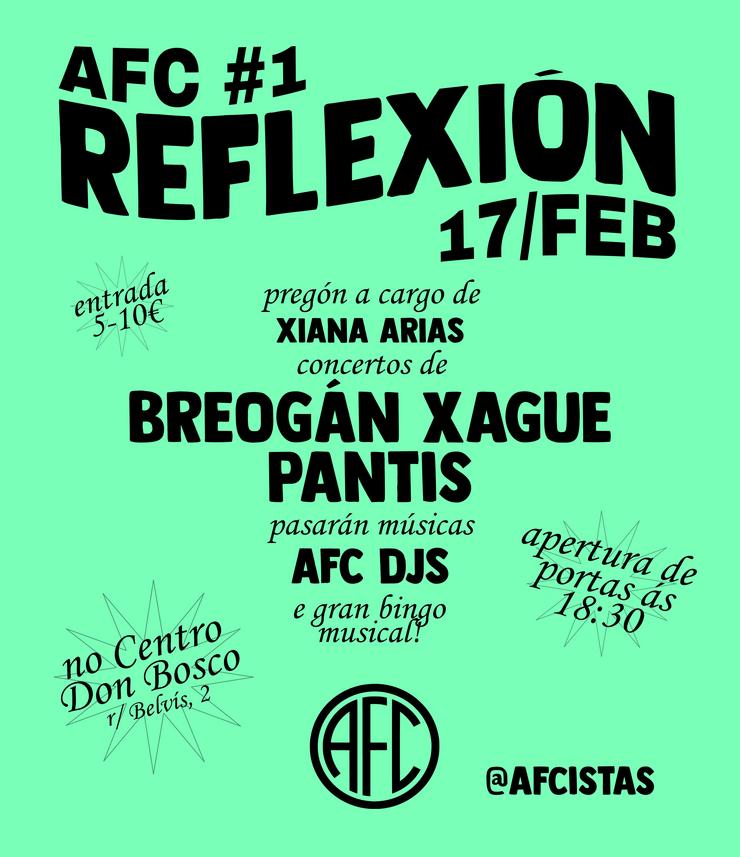 Cartaz do primeiro concerto de AFC, unha asociación autoxestionada que busca ampliar a oferta de ocio da cidade con propostas musicais rupturistas