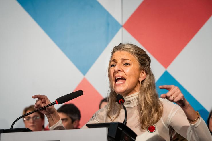 A vicepresidenta segunda e líder de Sumar, Yolanda Díaz, intervén durante o peche da campaña electoral de Sumar Galicia / Europa Press