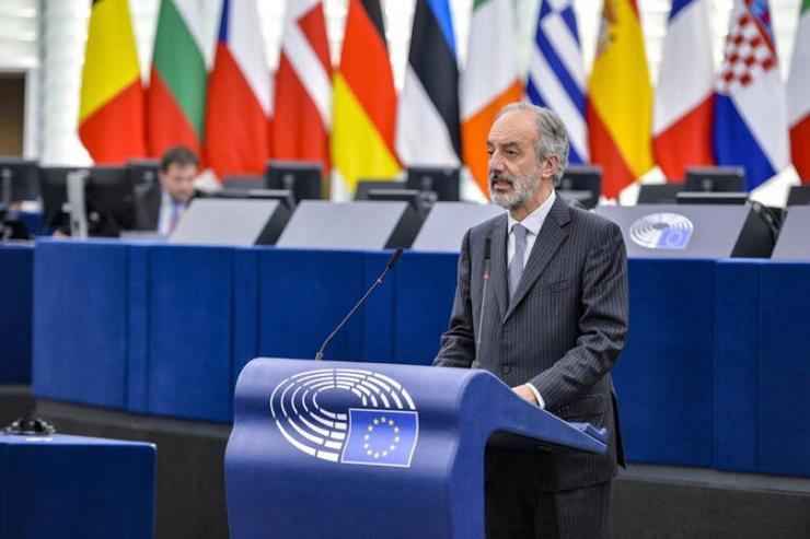 O eurodeputado do PP Millán Mon nunha intervención no Parlamento Europeo. PARTIDO POPULAR EUROPEO / Europa Press