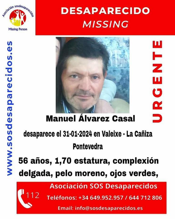 SOS Desaparecidos. Manuel Álvarez Casal. A Cañiza (Pontevedra).. SOS DESAPARECIDOS / Europa Press