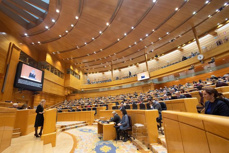 A vicepresidenta segunda e ministra de Traballo, Yolanda Díaz, intervén durante un pleno do Congreso dos Deputados, no Palacio do Senado, a 10 de xaneiro de 2024 / Eduardo Parra - Arquivo