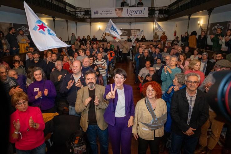 A candidata do BNG á presidencia da Xunta de Galicia, Ana Pontón, nun mitin en Vilagarcía de Arousa. BNG / Europa Press