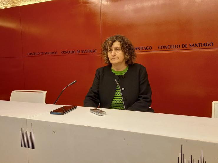 A alcaldesa de Santiago, Goretti Sanmartín, en rolda de prensa. CONCELLO DE SANTIAGO / Europa Press