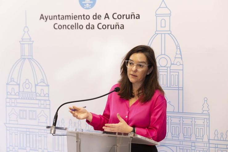 A alcaldesa da Coruña, Inés Rey,  informa os asuntos aprobados en Xunta de Goberno / ANDY PÉREZ 