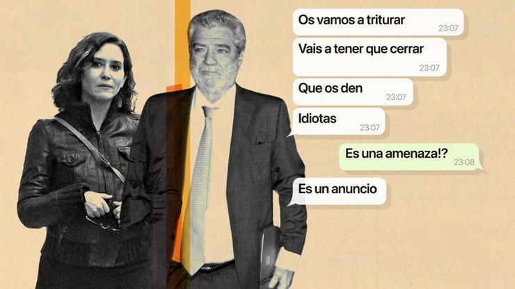 Isabel Díaz Ayuso e o seu xefe de gabiente Miguel Ángel Rodríguez con whatsapps moi duros contra xornalistas / El Diario