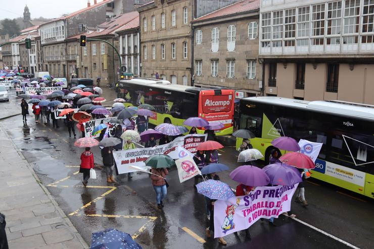 Mobilización en Santiago convocada pola CIG con motivo do 8M, Día da Muller 