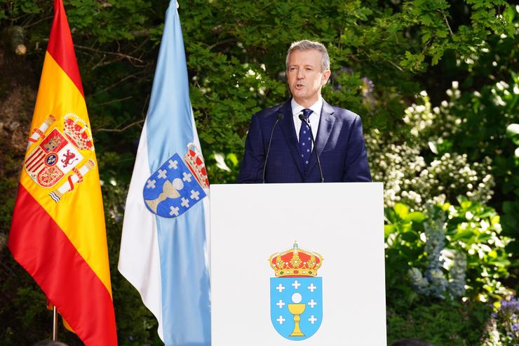 O presidente da Xunta de Galicia, Alfonso Rueda, intervén durante o acto da súa toma de posesión 