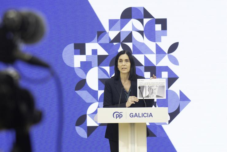 A secretaria xeral do PPdeG, Paula Prado, en rolda de prensa.. PPDEG 