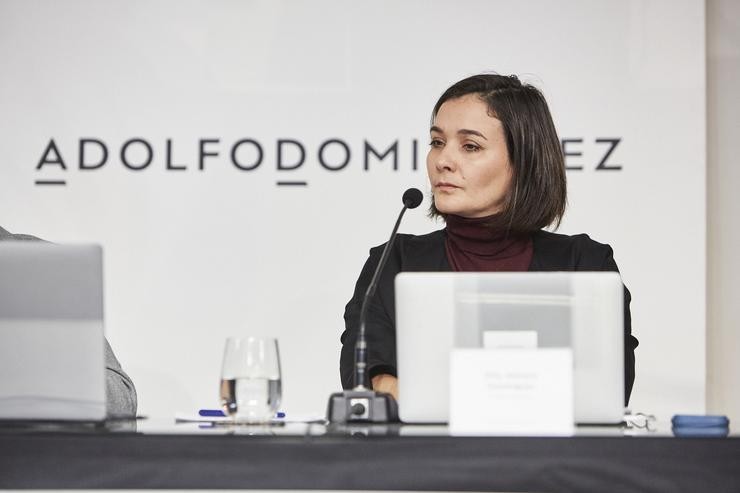 A presidenta executiva de Adolfo Domínguez, Adriana Domínguez, durante a presentación de resultados do primeiro trimestre de Adolfo Domínguez, a 27 de abril de 2023, en San Cibrao das Viñas, Ourense, Galicia  (España). A empresa rexistrou un be. Agostime - Europa Press - Arquivo / Europa Press