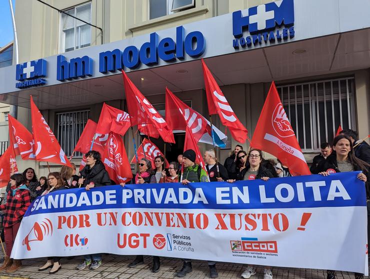Protesta de persoal da sanidade privada na provincia da Coruña. CIG