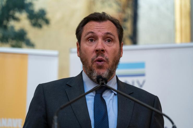 O ministro de Transportes e Mobilidade Sustentable, Óscar Ponte, intervén durante a Asemblea Xeral 2024 da Asociación de Navieros Españois (Anave), no Hotel Wellington, a 20 de xuño de 2024, en Madrid (España). ANAVE celebra a súa Asemblea Gener. Matias Chiofalo - Europa Press / Europa Press