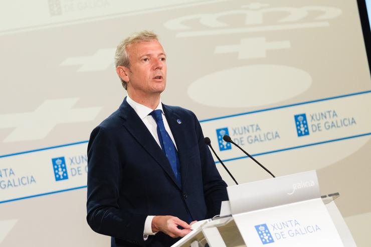 O presidente da Xunta, Alfonso Rueda, ao termo do Consello.. DAVID CABEZON @ XUNTA / Europa Press