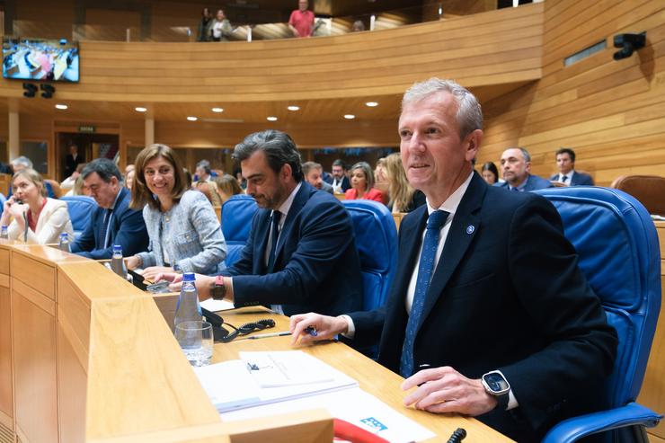 O presidente da Xunta, Alfonso Rueda, na sesión de control do Parlamento galego.. XUNTA 