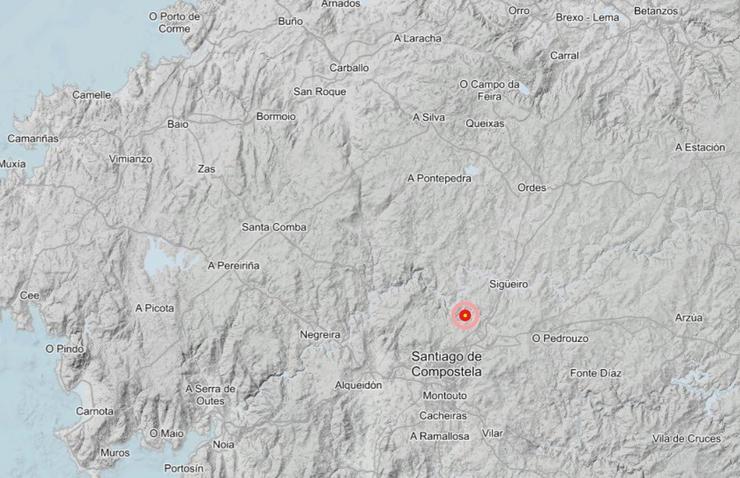 Terremoto rexistrado en Santiago de Compostela.. CENTRO XEOGRÁFICO NACIONAL / Europa Press