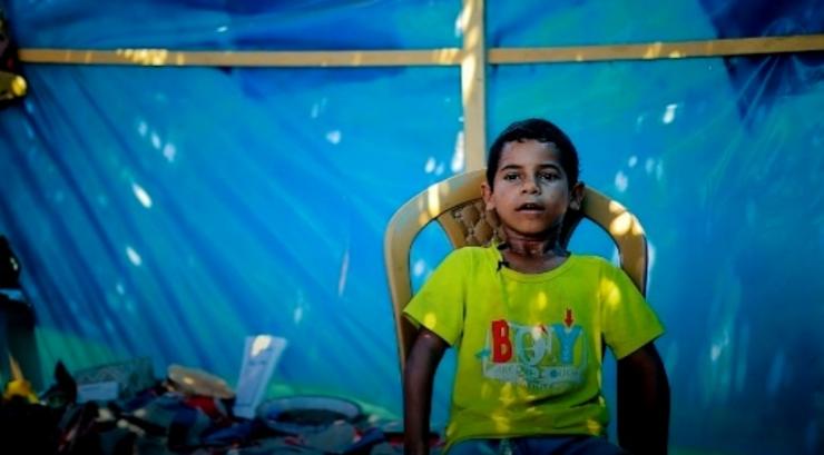Wahid, un neno palestino aterrorizado polos avións de guerra en Gaza / Unicef