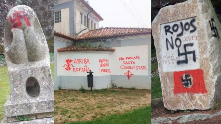 Pinturas nazis e fascistas nun monumento a fusilados republicanos en Vigo / XdV