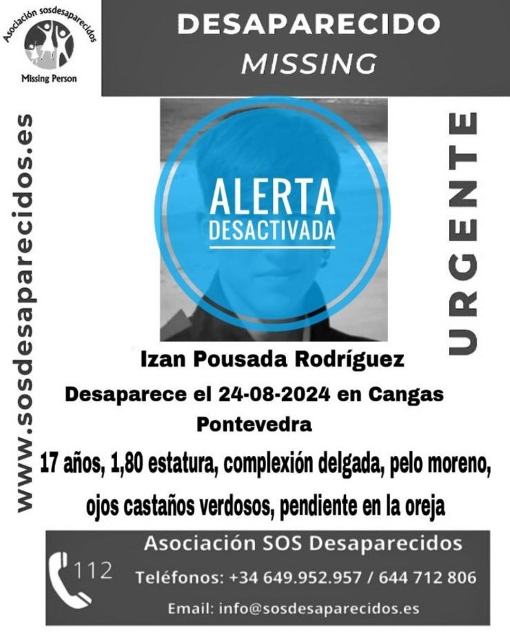 Desactivada a alerta pola desaparición do cangués Izan Pousada, localizado en bo estado en Ponferrada (León).. SOS DESAPARECIDOS / Europa Press