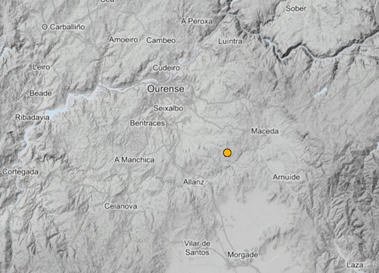 Captura zona terremoto/ Instituto Xeográfico Nacional 