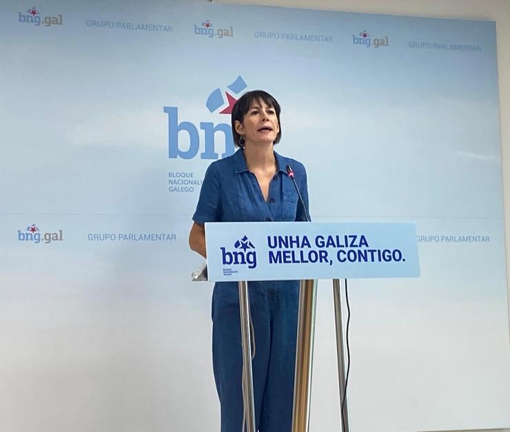 A portavoz nacional do BNG, Ana Pontón, durante a rolda de prensa / Europa Press
