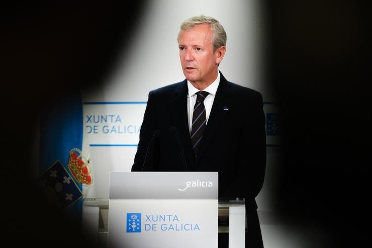 O presidente da Xunta, Alfonso Rueda, en comparecencia ante os medios tras o Consello. DAVID CABEZON / XUNTA