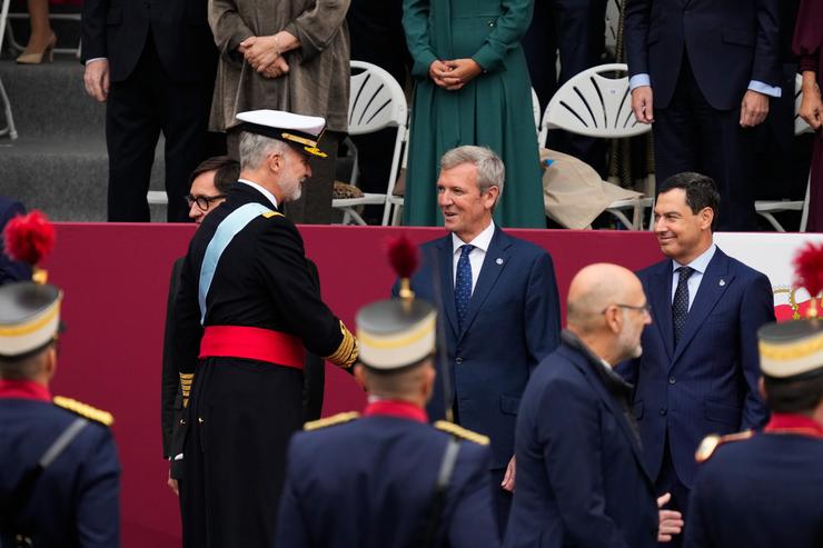 O presidente da Xunta, Alfonso Rueda, nos actos con motivo da Festa Nacional 