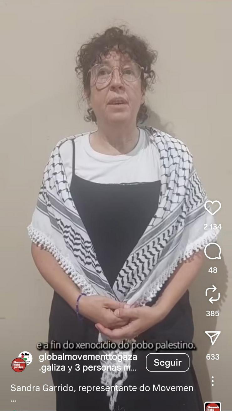 Unha activista galega que participa na flotilla d eapoyo a Gaza, entre os interceptados por Israel. GLOBAL SUMUD FLOTILLA 