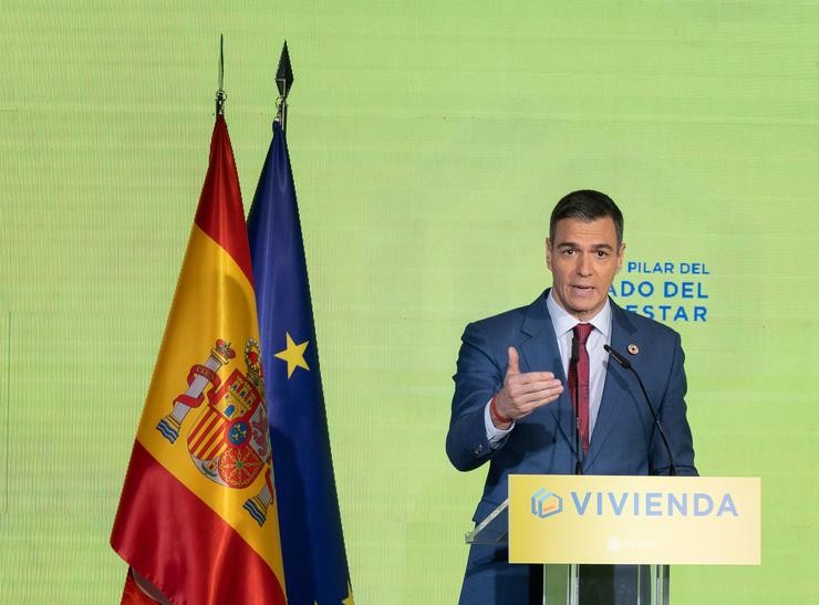 O presidente do Goberno, Pedro Sánchez, intervén durante o foro 