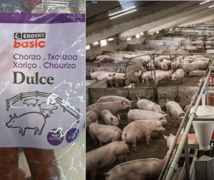 Publicidade enganosa de produtos cárnicos procedentes de macrogranxas en Vegalsa-Eroski / ARDE