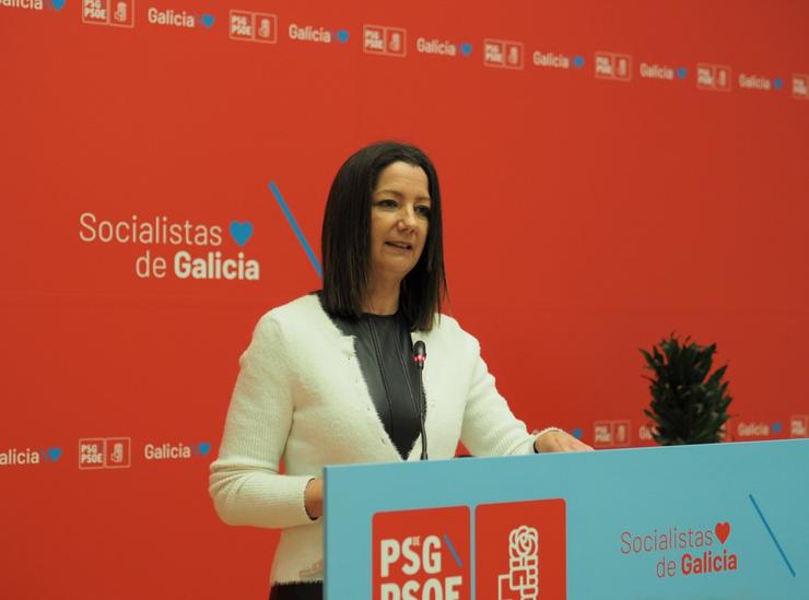 A vicesecretaria xeral do PSdeG, Lara Méndez, en rolda de prensa / PSDEG