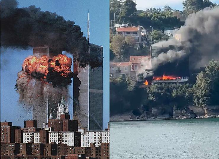 Lume nas torres xemelgas de Nova York versus lume en Galicia 