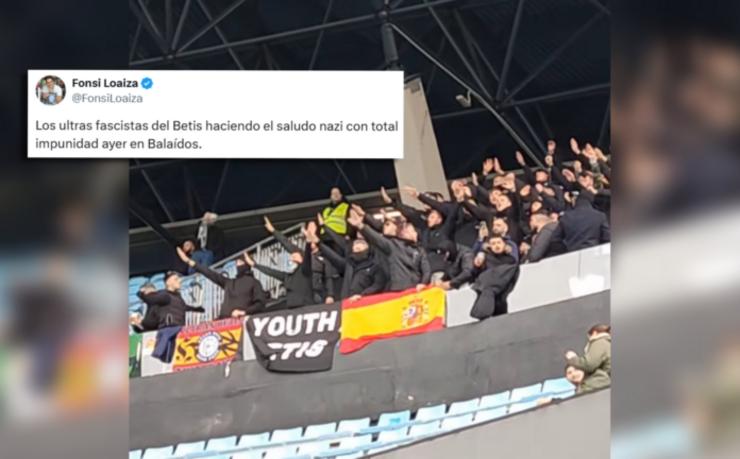 Siareiros do Betis facendo o saúdo nazi e fascista no encontro que o seu clube tivo co Celta / XdV