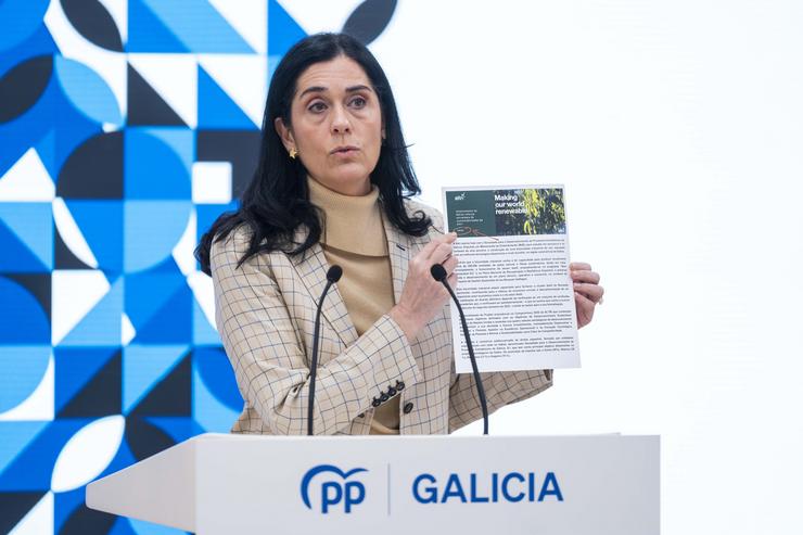 A secretaria xeral do PPdeG. Paula Prado, en rolda de prensa. ÍÑIGO ROLÁN / Europa Press
