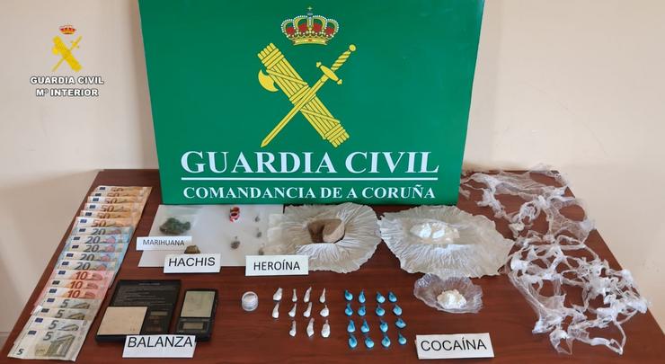 Detido un grupo criminal de cinco persoas en Boiro por tráfico de drogas. GARDA CIVIL / Europa Press