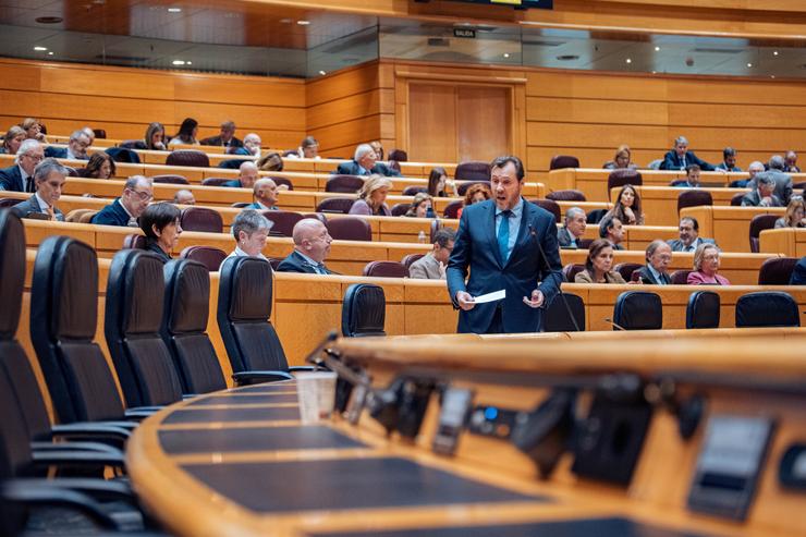 Arquivo - O ministro de Transportes e Mobilidade Sustentable, Óscar Ponte, intervén durante unha sesión de control ao Goberno no Senado, a 11 de febreiro de 2025, en Madrid (España).. Gabriel Luengas - Europa Press - Arquivo / Europa Press