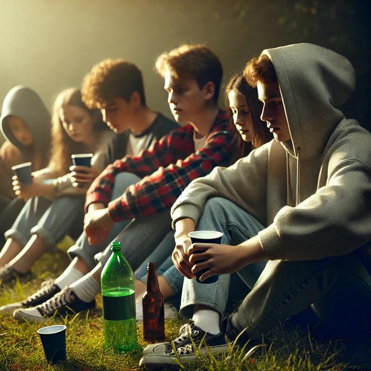 Consumo de alcol e adolescentes nunha imaxe recreada con intelixencia artificial / Chat GPT