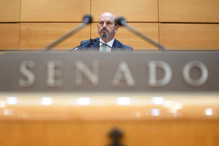 O presidente do Senado, Pedro Rollán, durante unha sesión plenaria, no Senado, a 17 de xullo de 2024, en Madrid / Fernando Sánchez - Arquivo