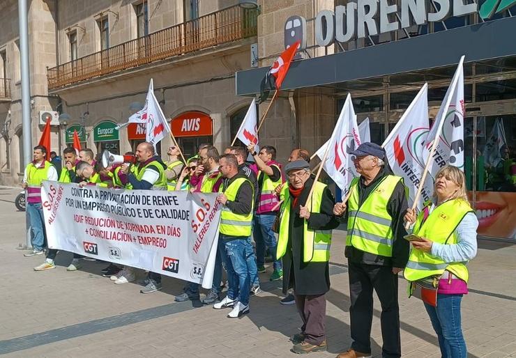 Protesta de traballadores de Renfe en Ourense. SINDICATO FERROVIARIO / Europa Press