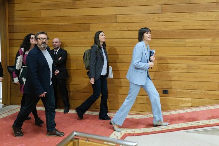 A portavoz nacional do BNG, Ana Pontón, á súa chegada ao debate sobre o Estado da Autonomía / César Martínez