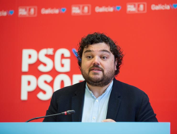O portavoz da Executiva do PSdeG, Xullo Torrado, nunha intervención ante os medios.. PSDEG / Europa Press