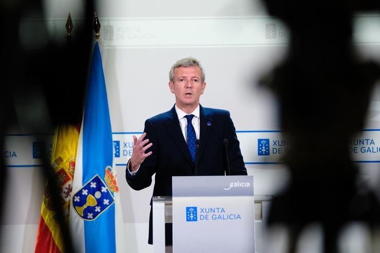 O presidente da Xunta, Alfonso Rueda, na rolda de prensa posterior ao Consello. XUNTA