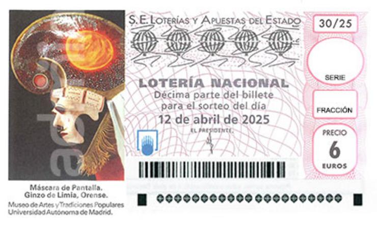 Billete de Lotería Nacional onde se deturpa o topónimo de Xinzo polo de Ginzo