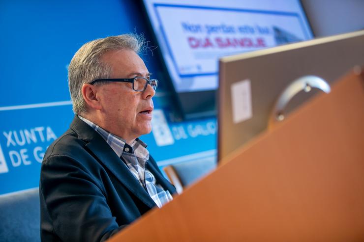 O conselleiro de Sanidade, Antonio Gómez Caamño, en rolda de prensa, a 14 de maio de 2025.. ANA VARELA (XUNTA) 