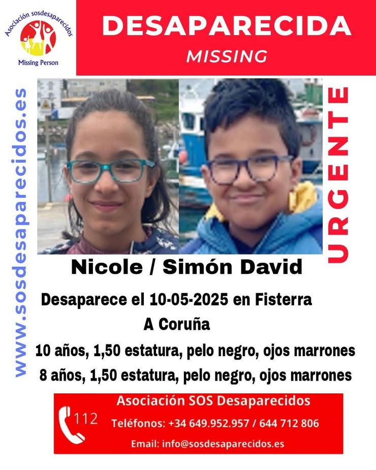 SOS Desaparecidos pide axuda para localizar a dous menores. SOS DESAPARECIDOS 