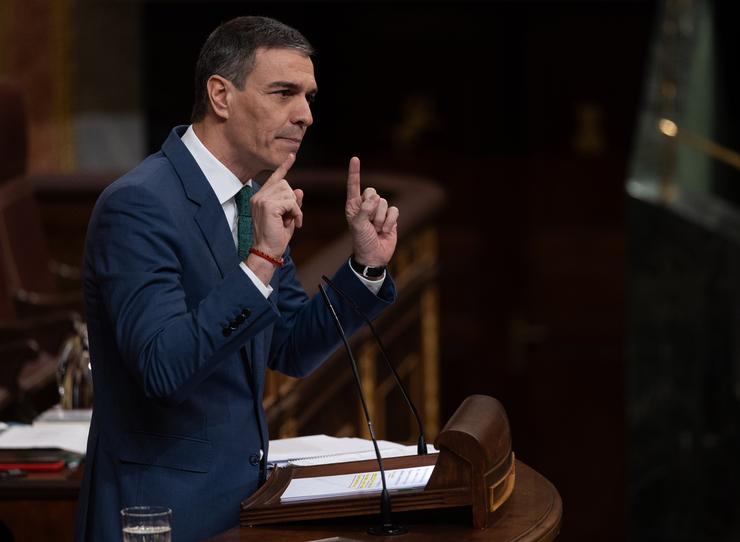 O presidente do Goberno, Pedro Sánchez, nunha sesión plenaria 