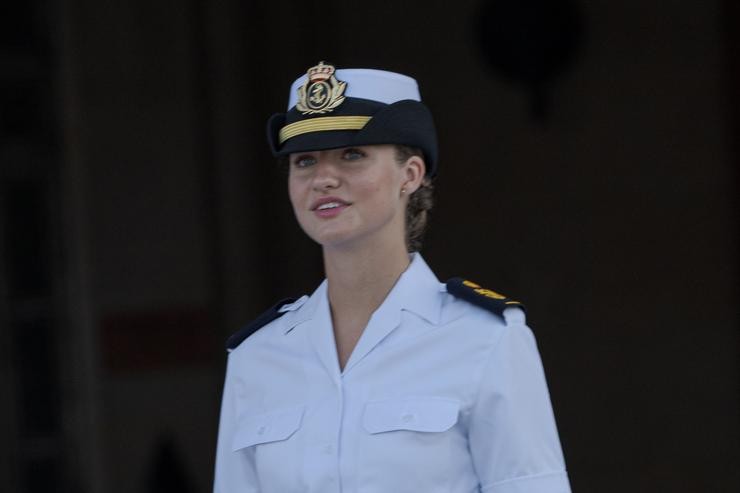 A Princesa Leonor á súa chegada á Escola Naval de Marín, en agosto de 2024 